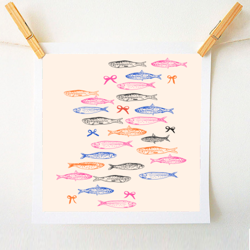 Retro Pastel Sardines Coquette - A1 - A4 art print by EZbie