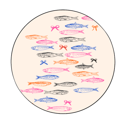 Retro Pastel Sardines Coquette - Circle Sticker by EZbie