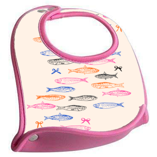 Retro Pastel Sardines Coquette - feeding bib by EZbie