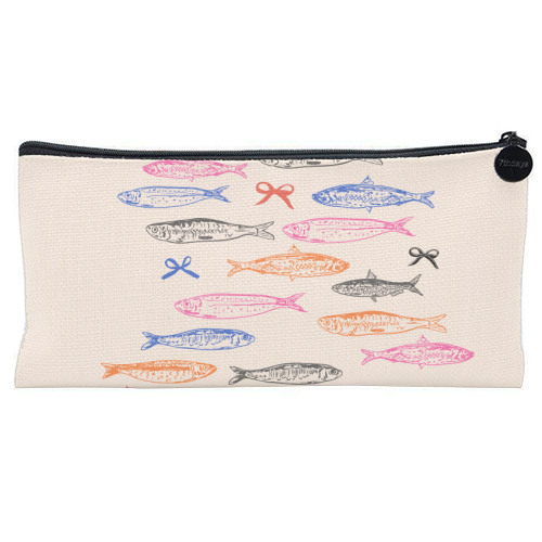 Retro Pastel Sardines Coquette - flat pencil case by EZbie