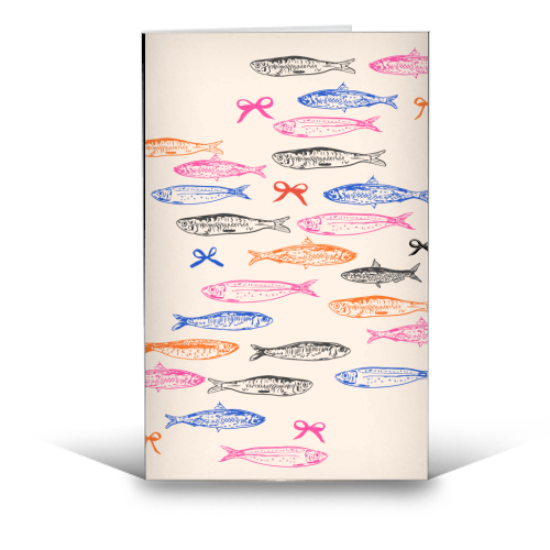 Retro Pastel Sardines Coquette - funny greeting card by EZbie