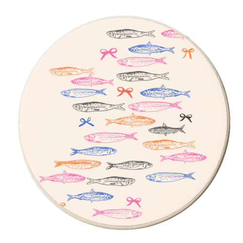 Retro Pastel Sardines Coquette - personalised beer coaster by EZbie