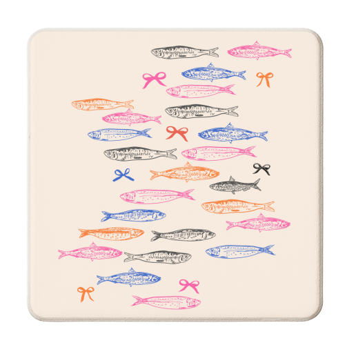 Retro Pastel Sardines Coquette - personalised beer coaster by EZbie