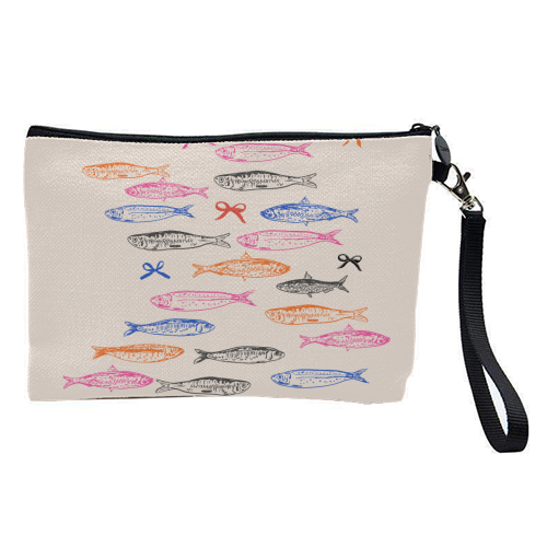 Retro Pastel Sardines Coquette - pretty makeup bag by EZbie