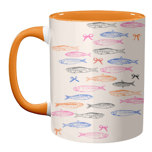 Retro Pastel Sardines Coquette - unique mug by EZbie