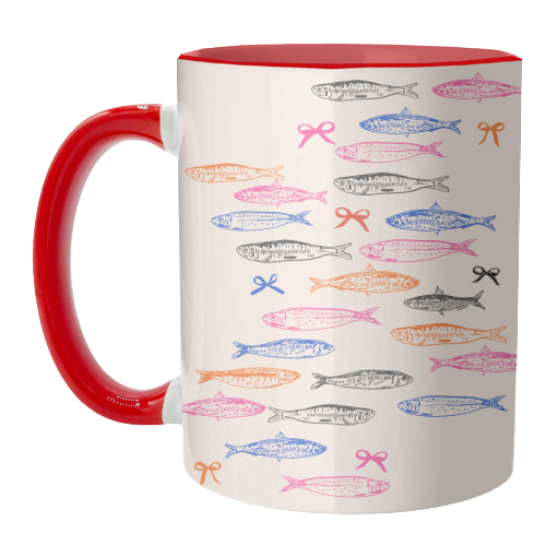 Retro Pastel Sardines Coquette - unique mug by EZbie