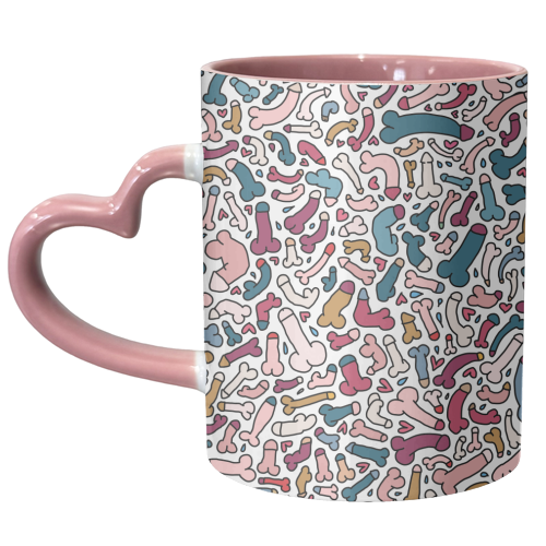 Retro Penis pattern blue and pink - unique mug by andrea zuza