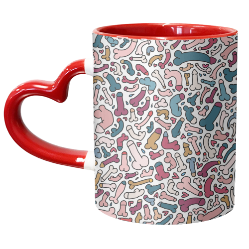 Retro Penis pattern blue and pink - unique mug by andrea zuza