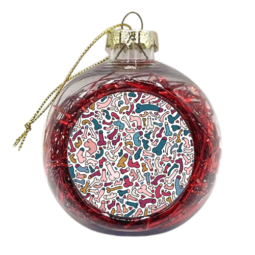 Retro Penis pattern blue and pink - xmas bauble by andrea zuza