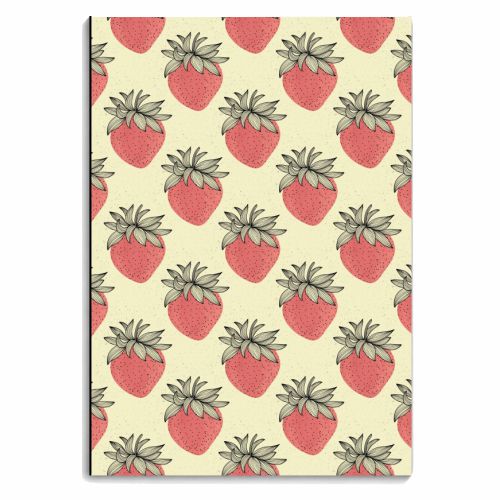Retro Pink Strawberries - personalised A4, A5, A6 notebook by Claudia Spanò