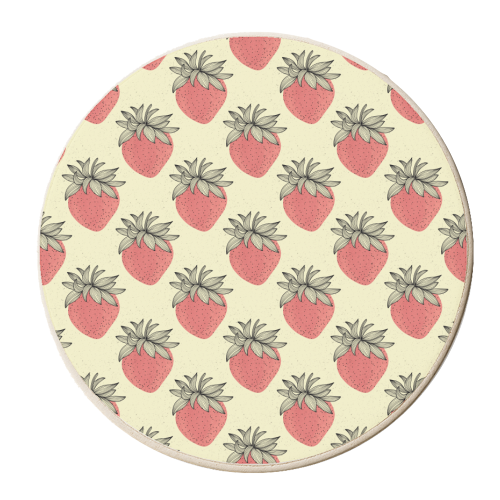 Retro Pink Strawberries - personalised beer coaster by Claudia Spanò