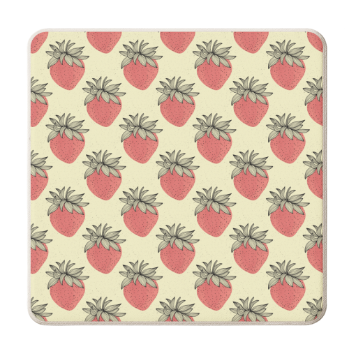 Retro Pink Strawberries - personalised beer coaster by Claudia Spanò