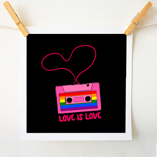 Retro Rainbow Cassette – Love Is Love - A1 - A4 art print by EZbie