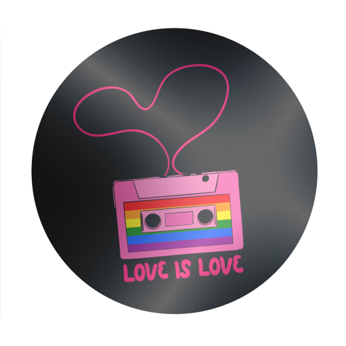 Retro Rainbow Cassette – Love Is Love - Circle Sticker by EZbie