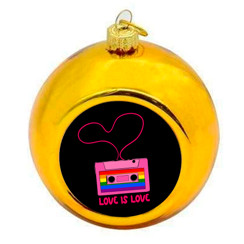Retro Rainbow Cassette – Love Is Love - colourful christmas bauble by EZbie