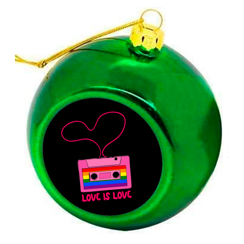 Retro Rainbow Cassette – Love Is Love - colourful christmas bauble by EZbie