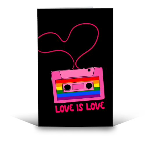 Retro Rainbow Cassette – Love Is Love - funny greeting card by EZbie