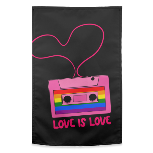 Retro Rainbow Cassette – Love Is Love - funny tea towel by EZbie