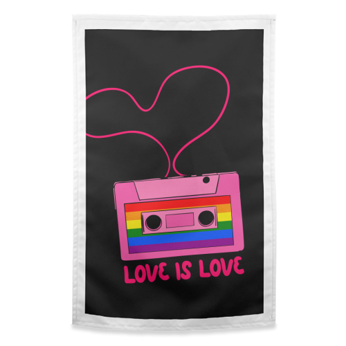 Retro Rainbow Cassette – Love Is Love - funny tea towel by EZbie