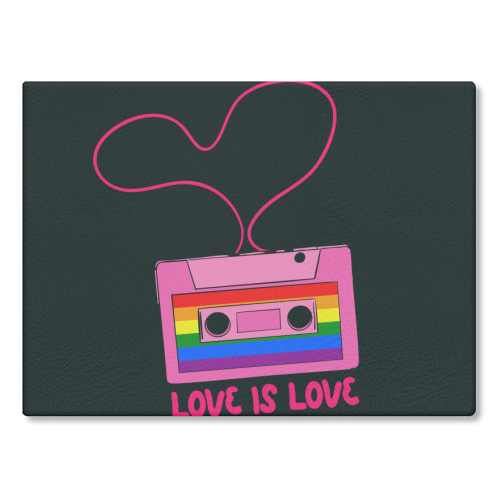 Retro Rainbow Cassette – Love Is Love - glass chopping board by EZbie