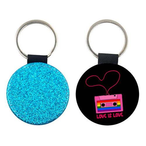 Retro Rainbow Cassette – Love Is Love - keyring by EZbie