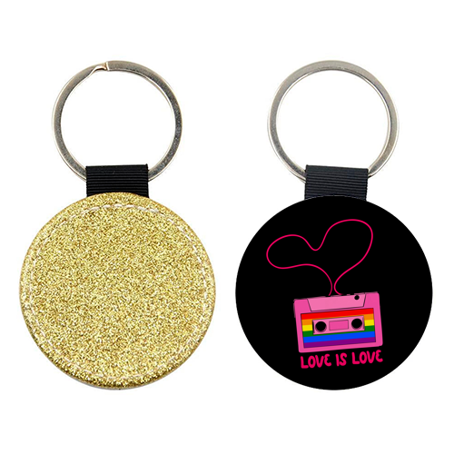 Retro Rainbow Cassette – Love Is Love - keyring by EZbie