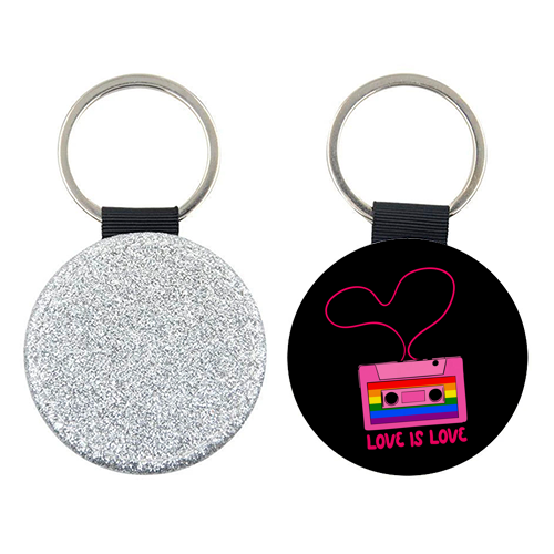 Retro Rainbow Cassette – Love Is Love - keyring by EZbie