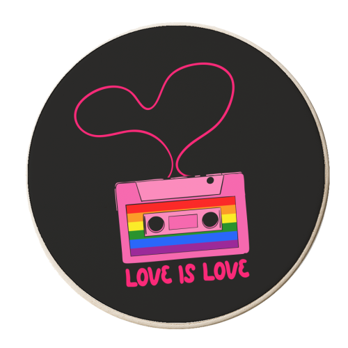 Retro Rainbow Cassette – Love Is Love - personalised beer coaster by EZbie