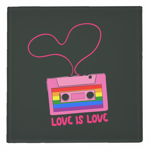 Retro Rainbow Cassette – Love Is Love - personalised beer coaster by EZbie