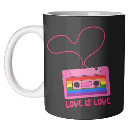 Retro Rainbow Cassette – Love Is Love - unique mug by EZbie