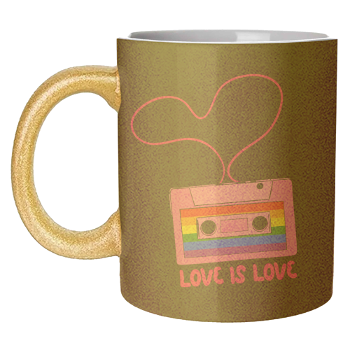 Retro Rainbow Cassette – Love Is Love - unique mug by EZbie