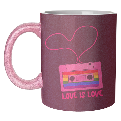 Retro Rainbow Cassette – Love Is Love - unique mug by EZbie