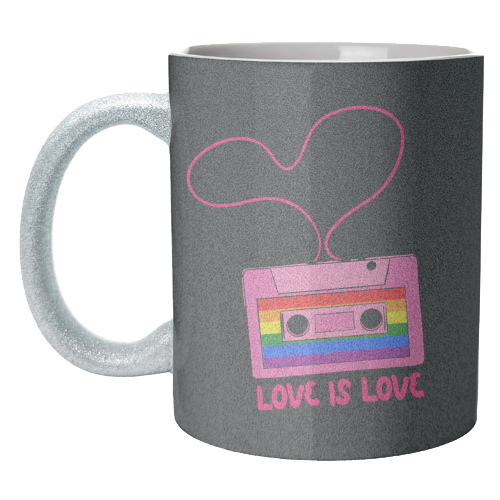 Retro Rainbow Cassette – Love Is Love - unique mug by EZbie