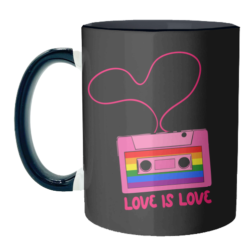 Retro Rainbow Cassette – Love Is Love - unique mug by EZbie