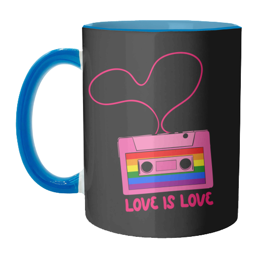 Retro Rainbow Cassette – Love Is Love - unique mug by EZbie