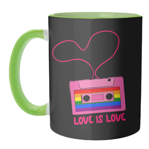 Retro Rainbow Cassette – Love Is Love - unique mug by EZbie