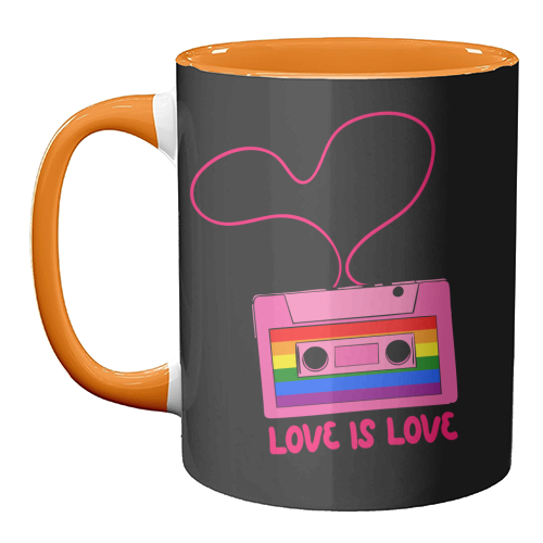 Retro Rainbow Cassette – Love Is Love - unique mug by EZbie