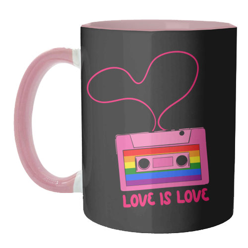 Retro Rainbow Cassette – Love Is Love - unique mug by EZbie
