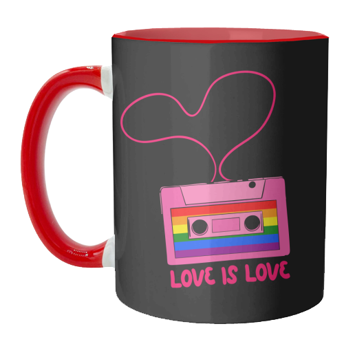 Retro Rainbow Cassette – Love Is Love - unique mug by EZbie
