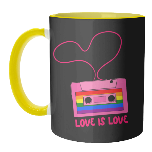Retro Rainbow Cassette – Love Is Love - unique mug by EZbie