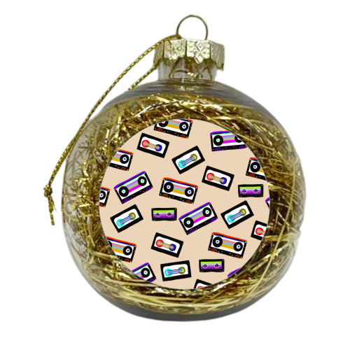 Retro Rainbow Cassette Tapes #1 #wall #art - xmas bauble by Anita Bella Jantz