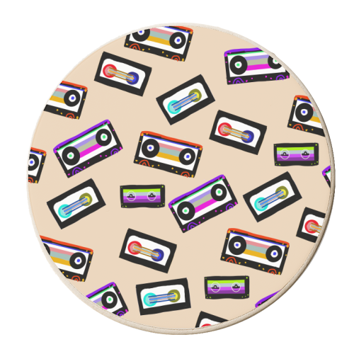 Retro Rainbow Cassette Tapes #1 #wall #art - personalised beer coaster by Anita Bella Jantz