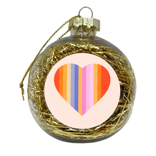 Retro Rainbow Heart - xmas bauble by Dominique Vari