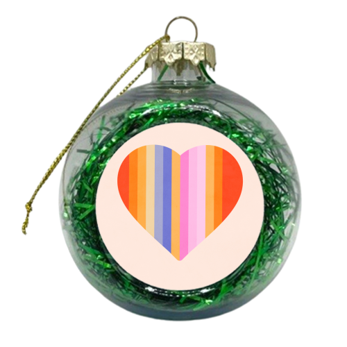 Retro Rainbow Heart - xmas bauble by Dominique Vari
