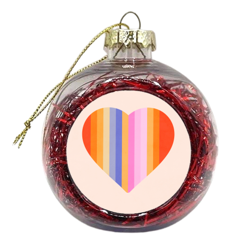 Retro Rainbow Heart - xmas bauble by Dominique Vari