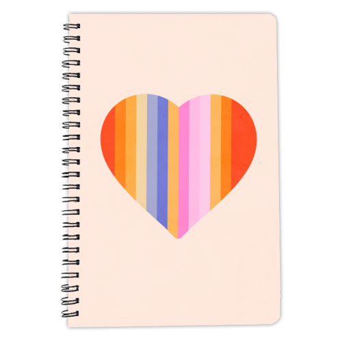Retro Rainbow Heart - personalised A4, A5, A6 notebook by Dominique Vari