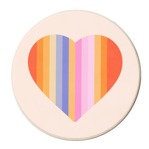 Retro Rainbow Heart - personalised beer coaster by Dominique Vari
