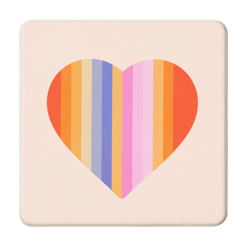 Retro Rainbow Heart - personalised beer coaster by Dominique Vari