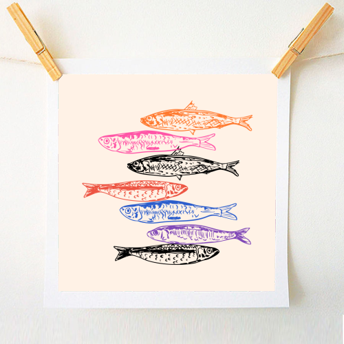 Retro Sardines - A1 - A4 art print by EZbie