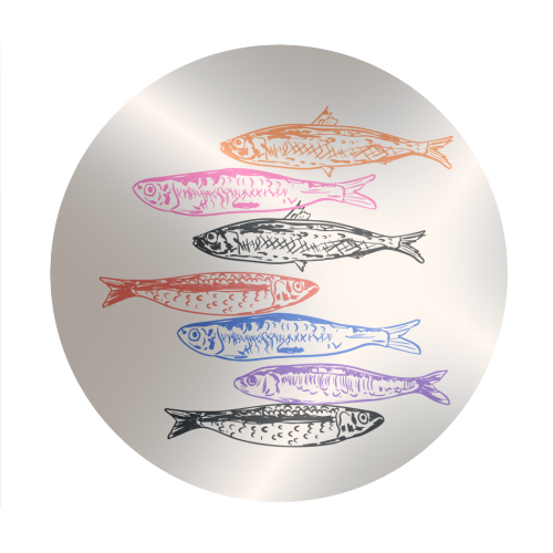 Retro Sardines - Circle Sticker by EZbie